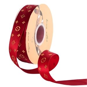 Red LV  Ribbon with Gold Accents